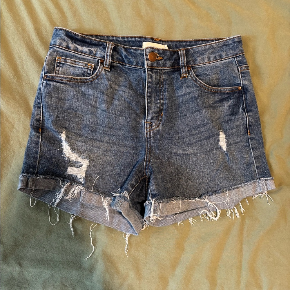 Casual Blue Distressed Jean Shorts